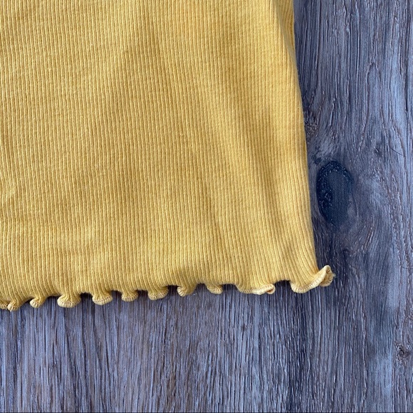 Mustard Yellow Ruffle Ribbed Top - Picture 2 of 2